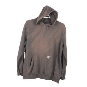 Carhartt Midweight Logo Hooded Sweatshirt Cotton Blend Dark Brown Size XL